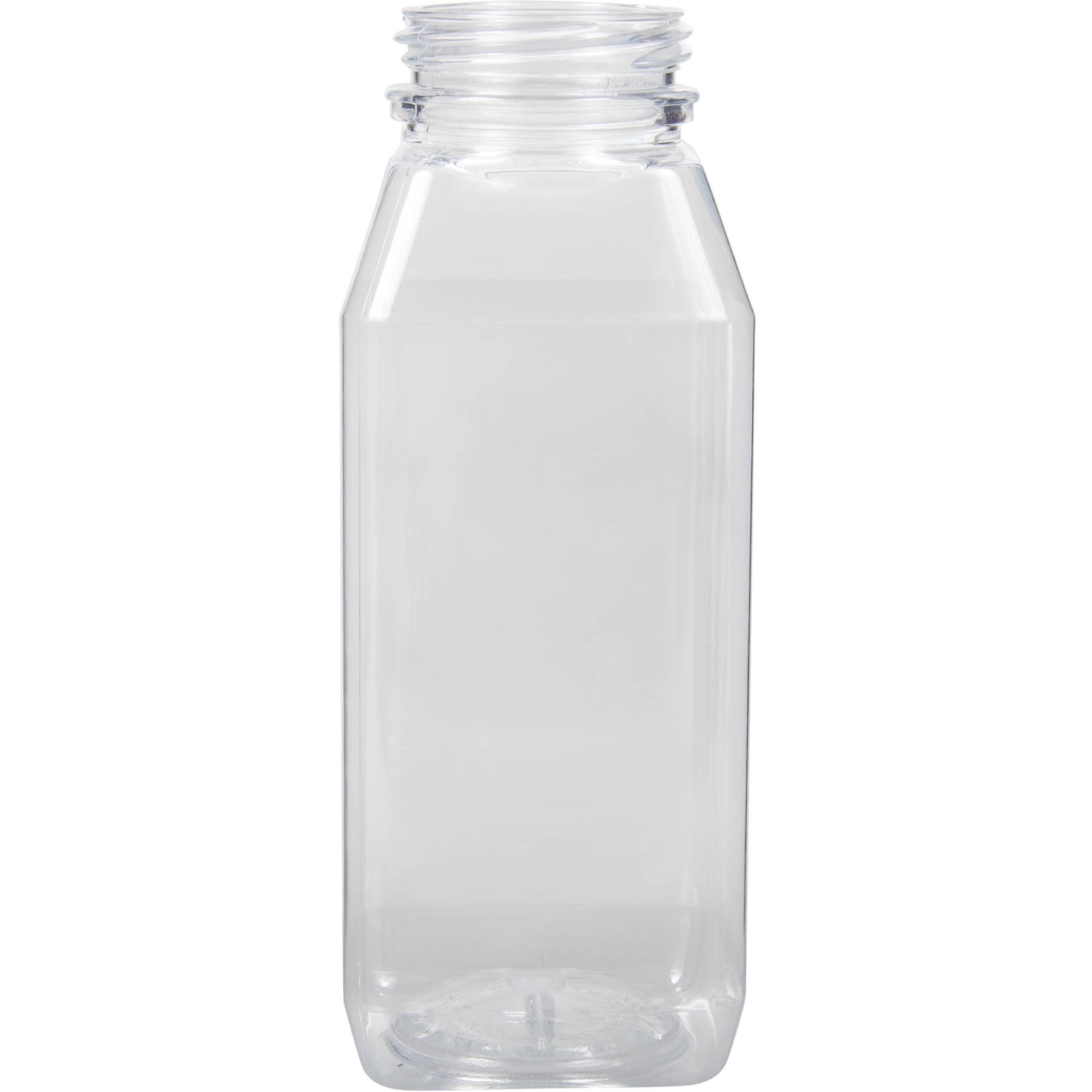 Jersey Bottle Plastic Juice Bottle, PET16WH, Square PET, 16 oz