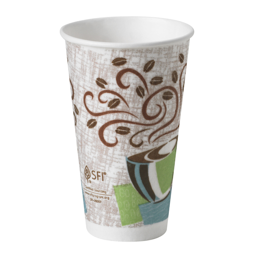 Dixie PerfecTouch Insulated Paper Cups 16 oz 50 Cups Tumbler Mug Coffee Theme FS 