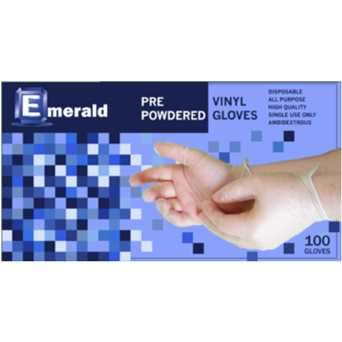 Emerald Shannon 100 Count SIZE LARGE Powder-Free Vinyl Gloves – 4 Mil, Blue