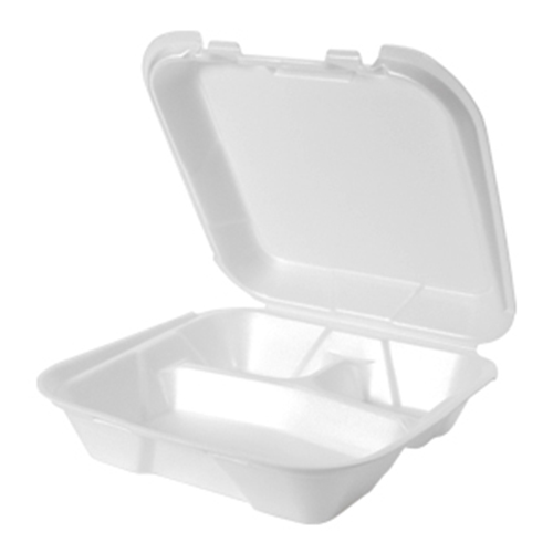 3 Compartment Large Clamshell Takeout Containers - Divided Hinged Box