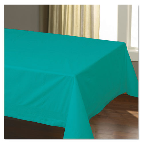 Hoffmaster 220601 54" x 108" Teal Cellutex Tissue / Poly Paper Table Cover