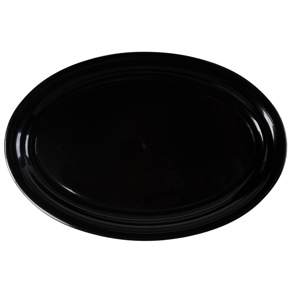 Black Oval Plastic Serving Platter 21 x 14